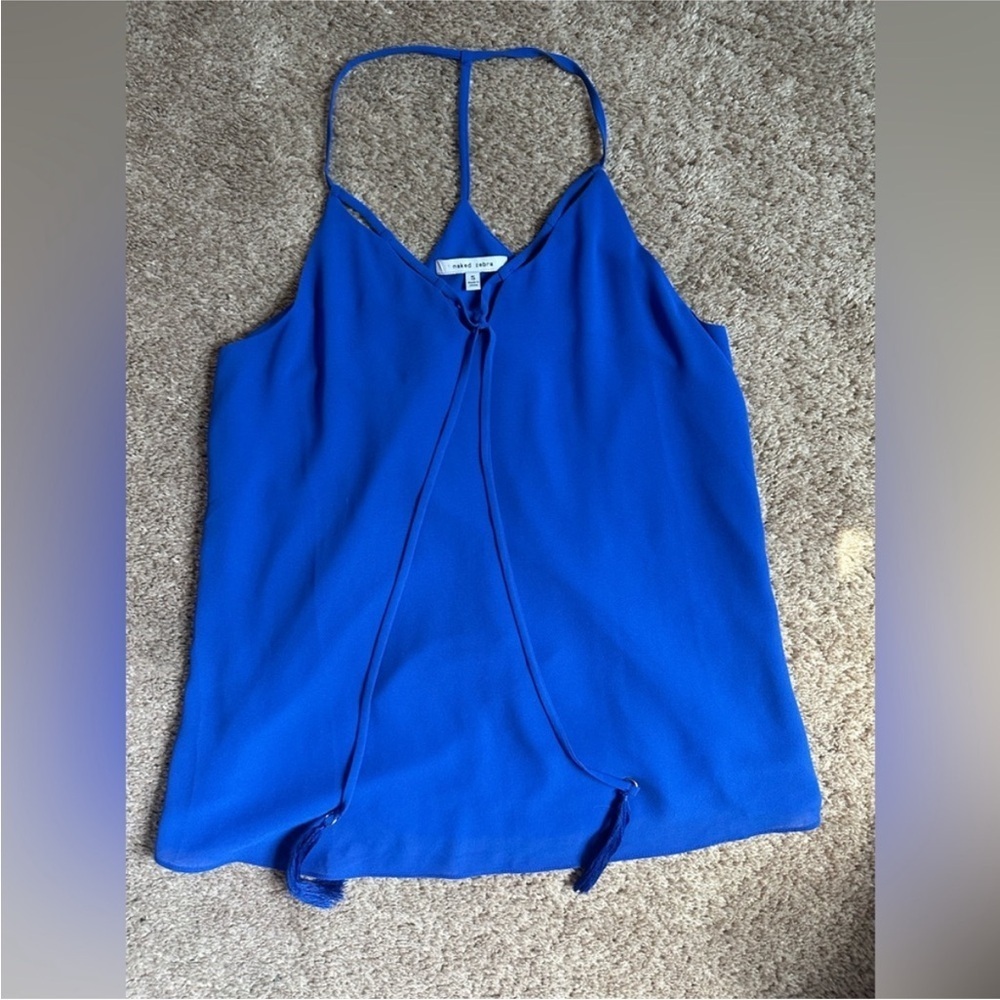 Naked Zebra Royal Blue Sleeveless Tie Front Tank Top – Size Small